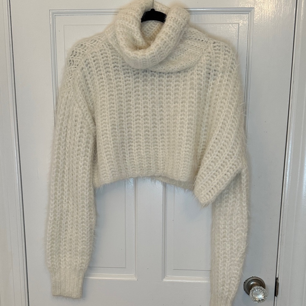 Free People Cream Cowl Neck Sweater